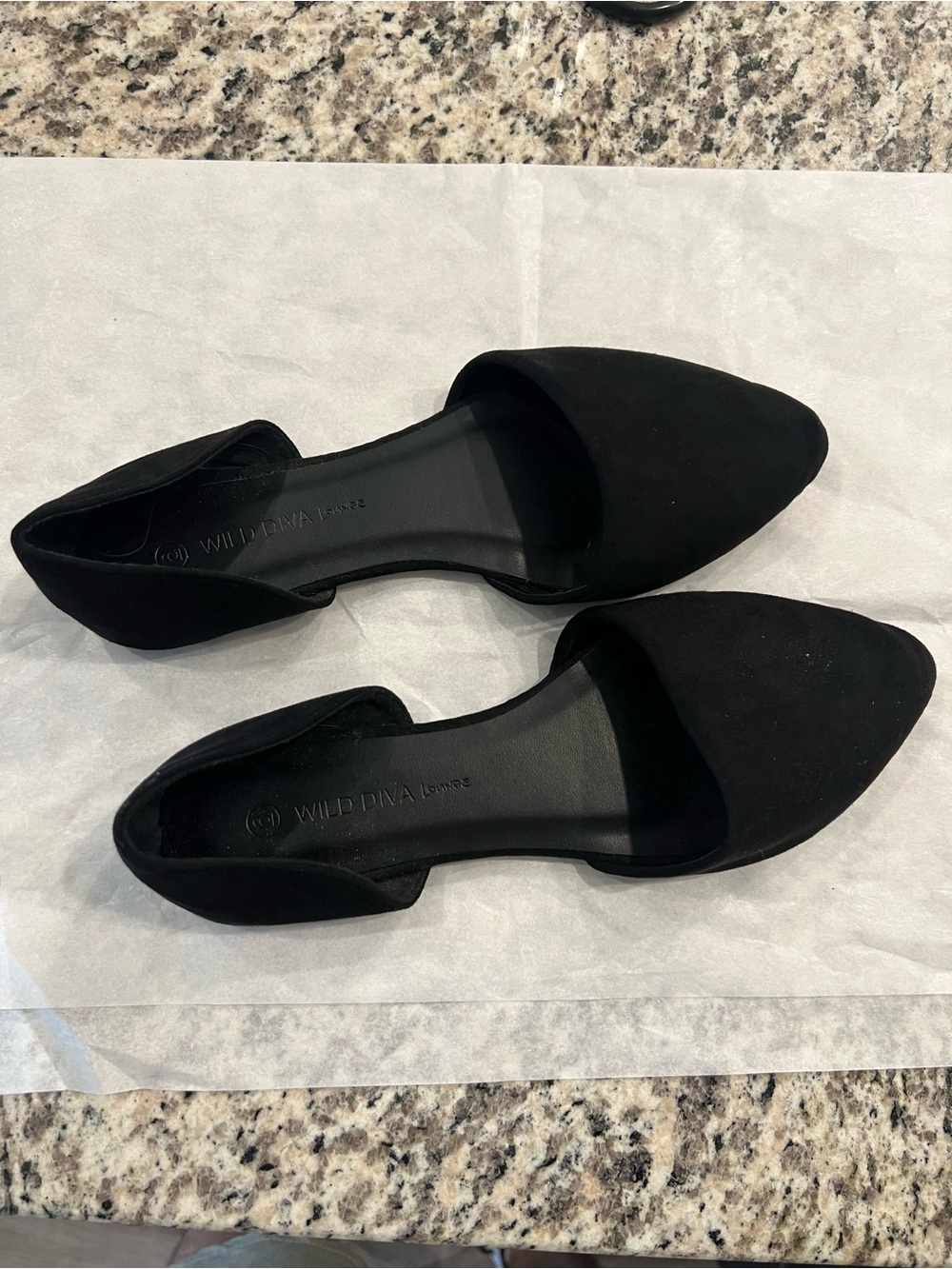 DIVA Lounge Black Pointed D'Orsay Flats